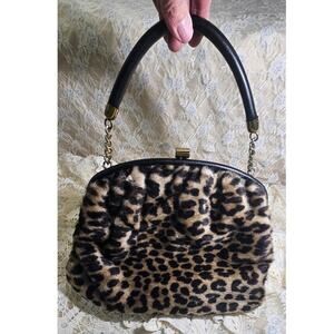 Vintage Ronay Leopard Print Top-Handle Purse 1960's